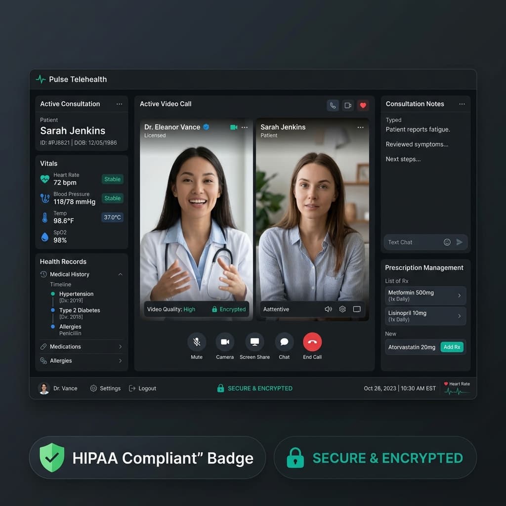 Pulse Telehealth: HIPAA-Compliant Healthcare Platform